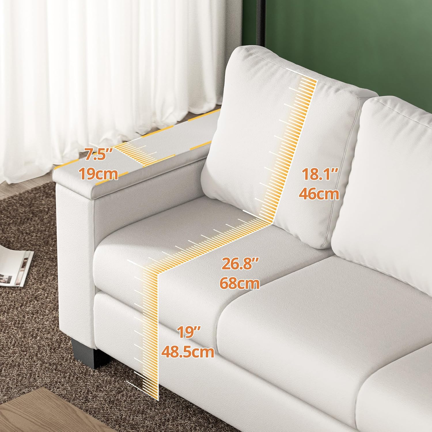 LIKIMIO Storage Wide Armrest Sofa