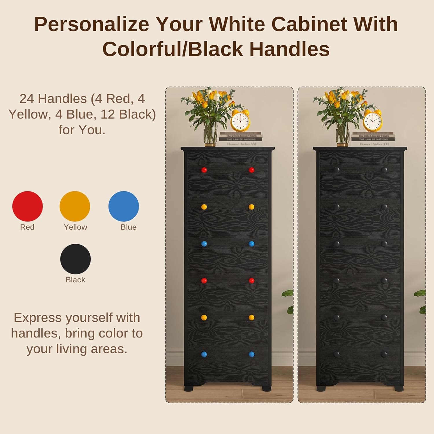 LIKIMIO Wooden 6 Drawer Tallboy (51.5")