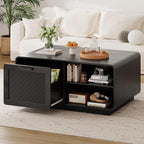 LIKIMIO 39.4" Rattan Coffee Table with Storage Drawers, Natural