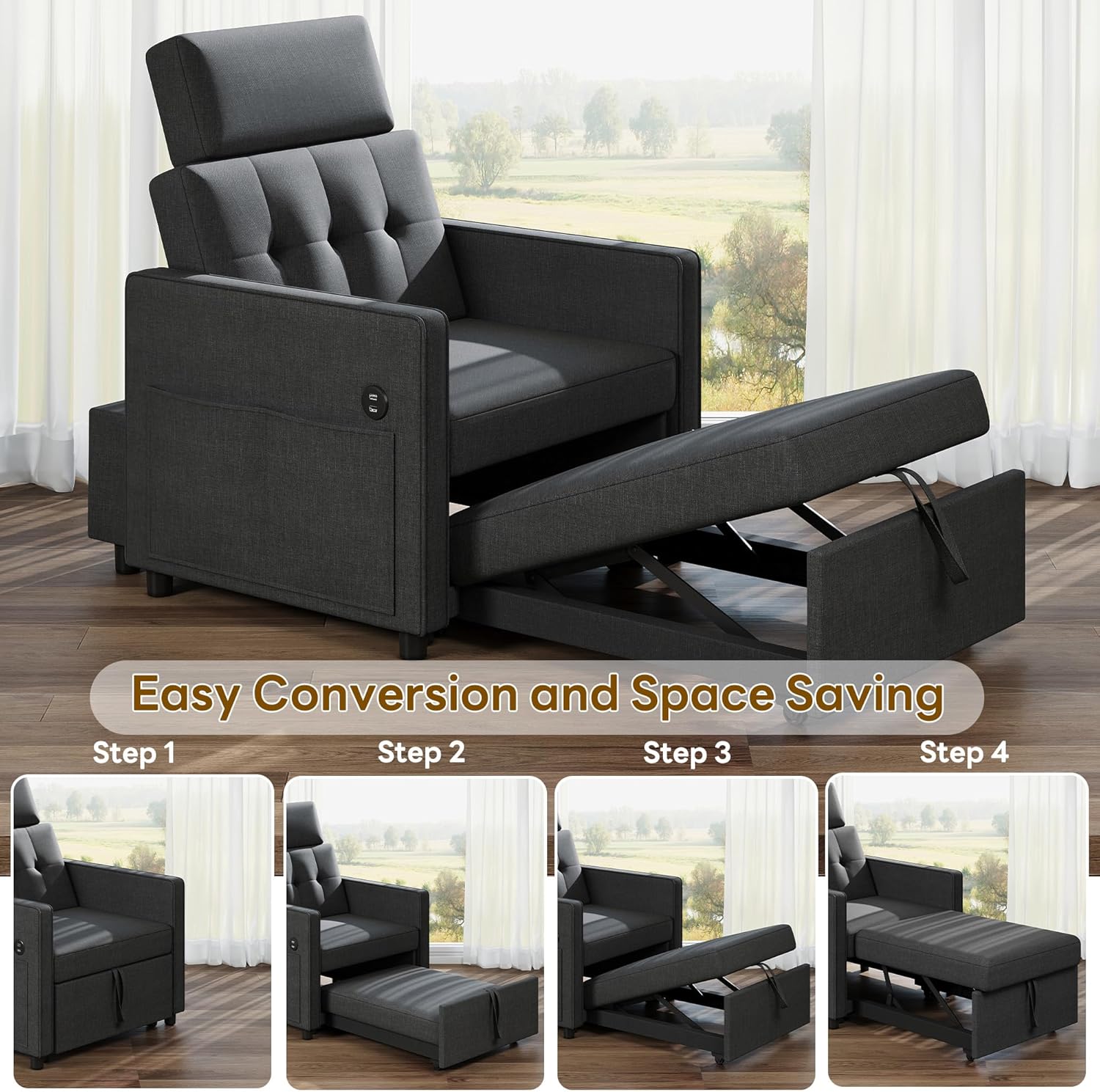 LIKIMIO 3-in-1 Sleeper Sofa Bed