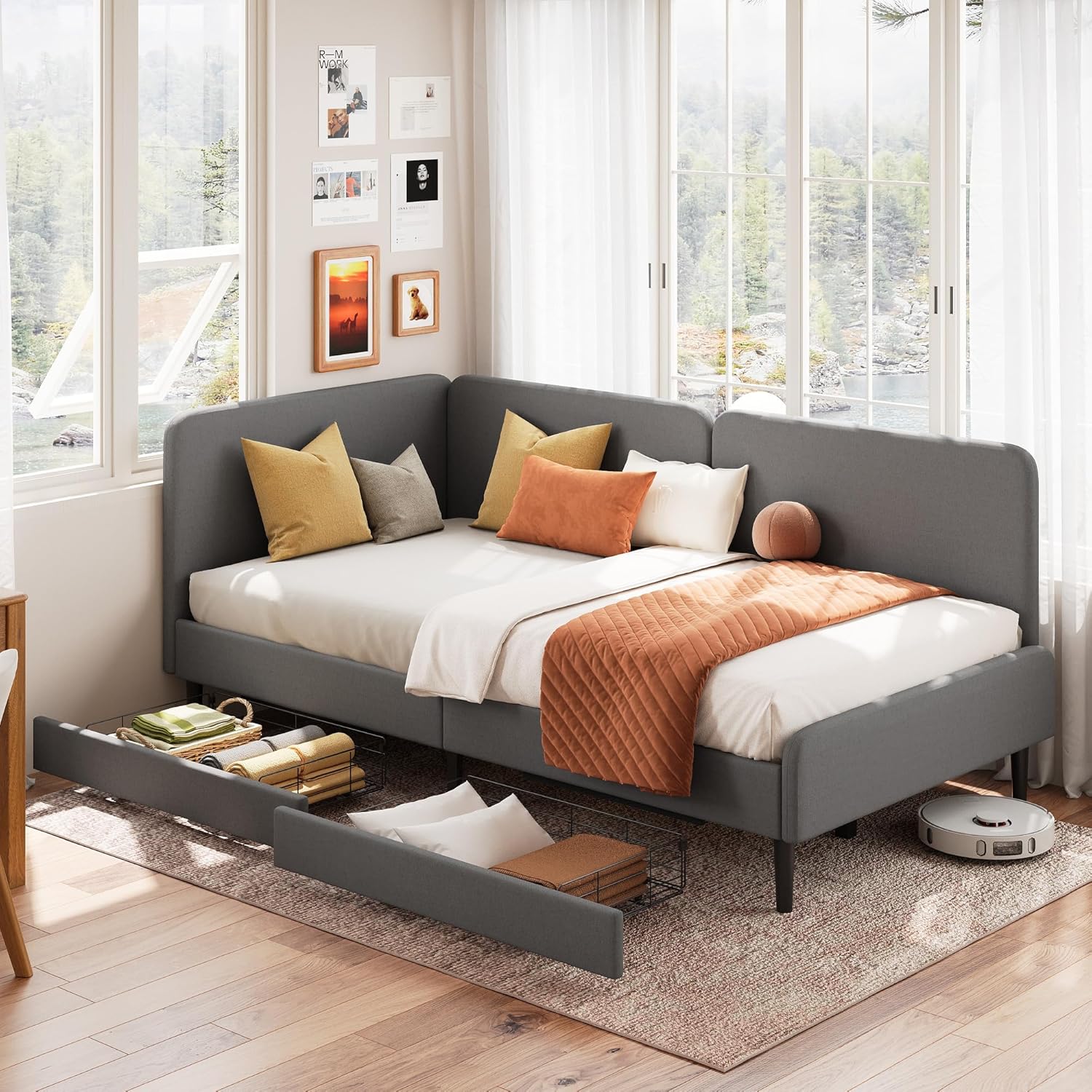 LIKIMIO Adjustable Bed Rails Corner Bed 