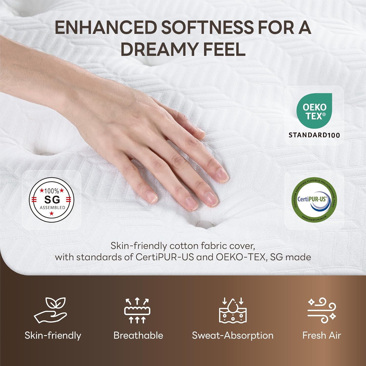 LIKIMIO Gel Memory Foam Mattress（Oeko-TEX & CertiPUR-US Standards & SG Made）