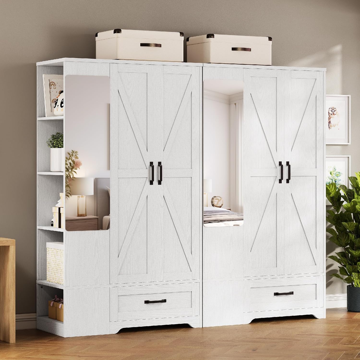 LIKIMIO 70" Armoire Freestanding Wooden Closet Set