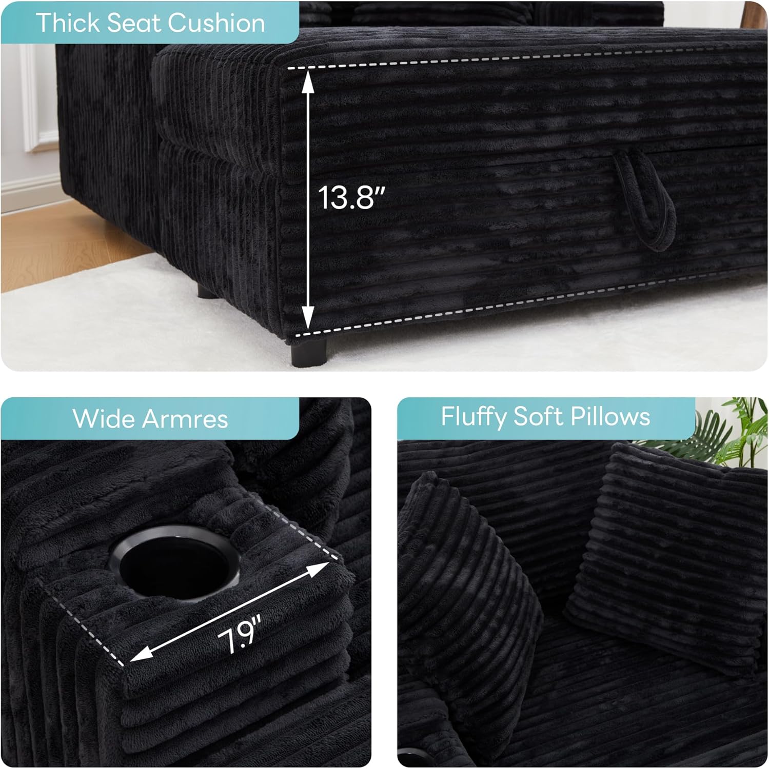 LIKIMIO Extra Large Corduroy Recliner（54”）