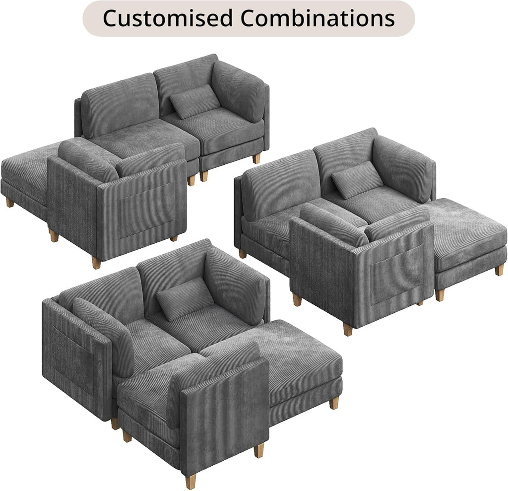 LIKIMIO L-shaped Corduroy Modular Sofa（91.1“）