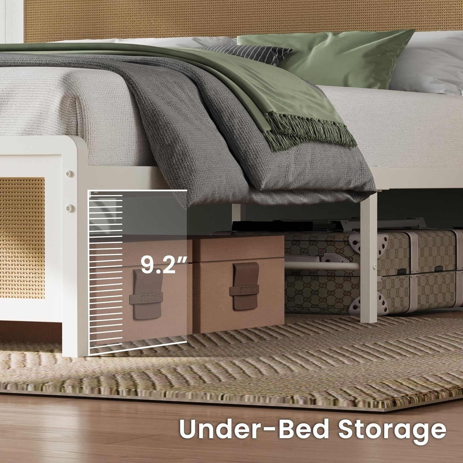 LIKIMIO Modern Rattan Bed Frame