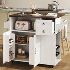 LIKIMIO 51" Mobile Kitchen Island Cart with Drop Leaf & Power Outlet