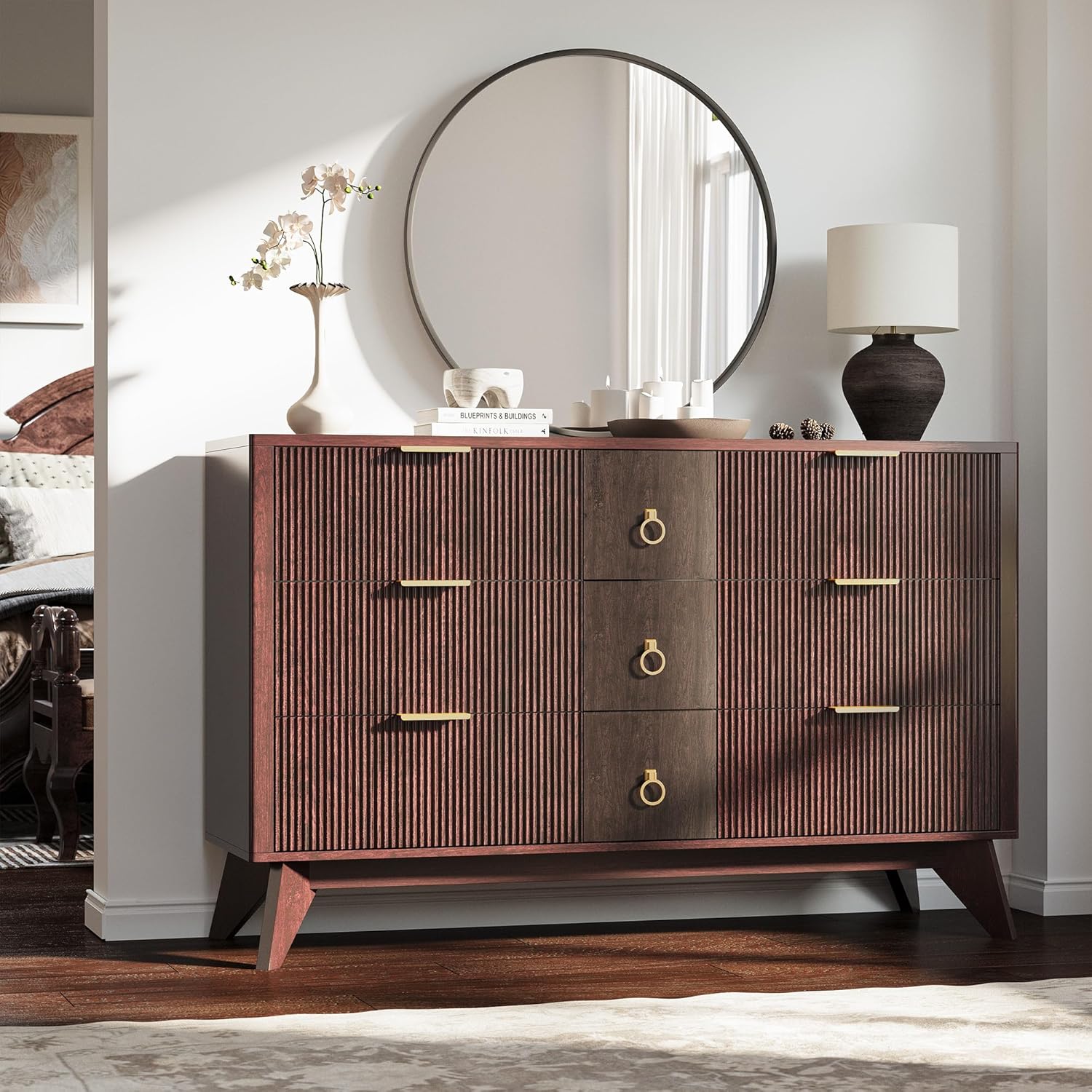 LIKIMIO Walnut 9-Drawers Dresser (55")