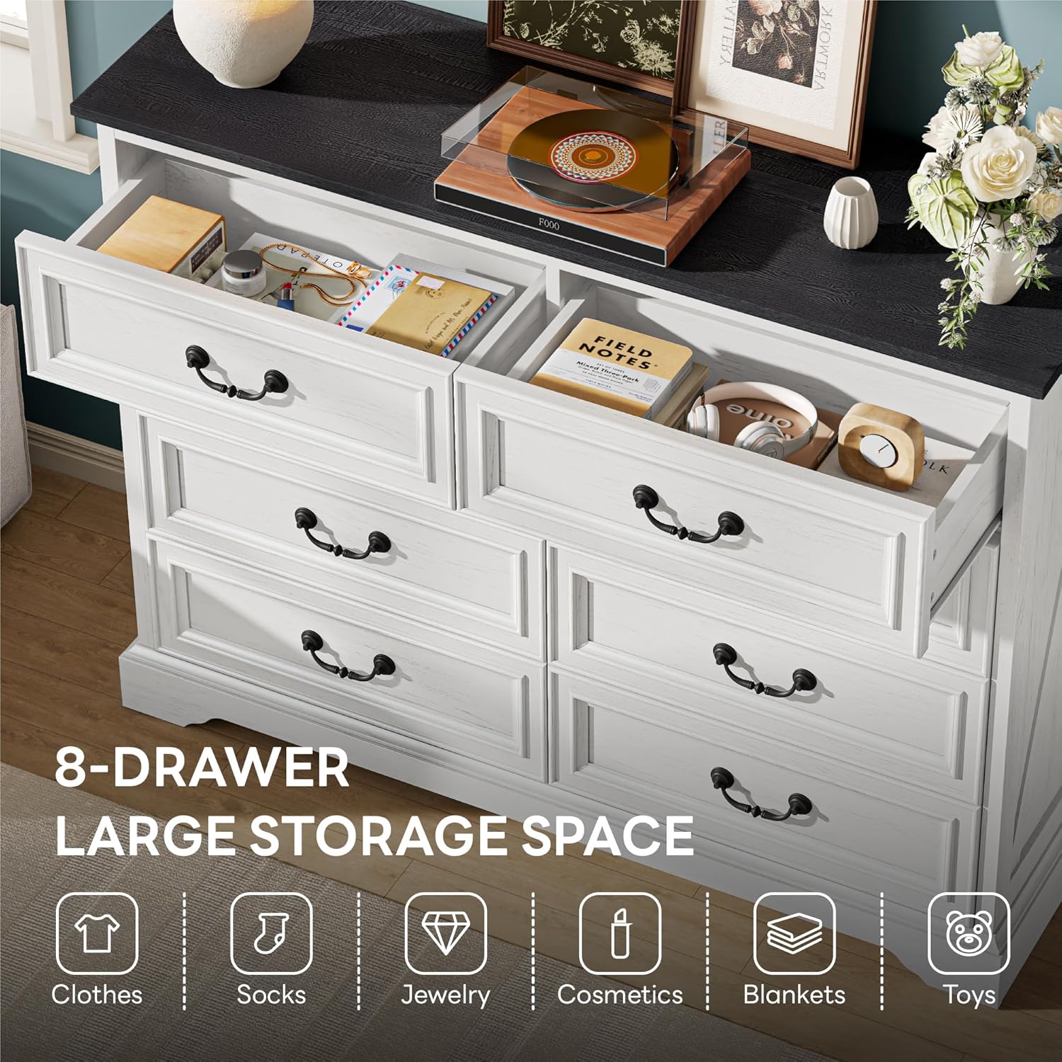 LIKIMIO Wooden 8-drawer Dresser（52"）