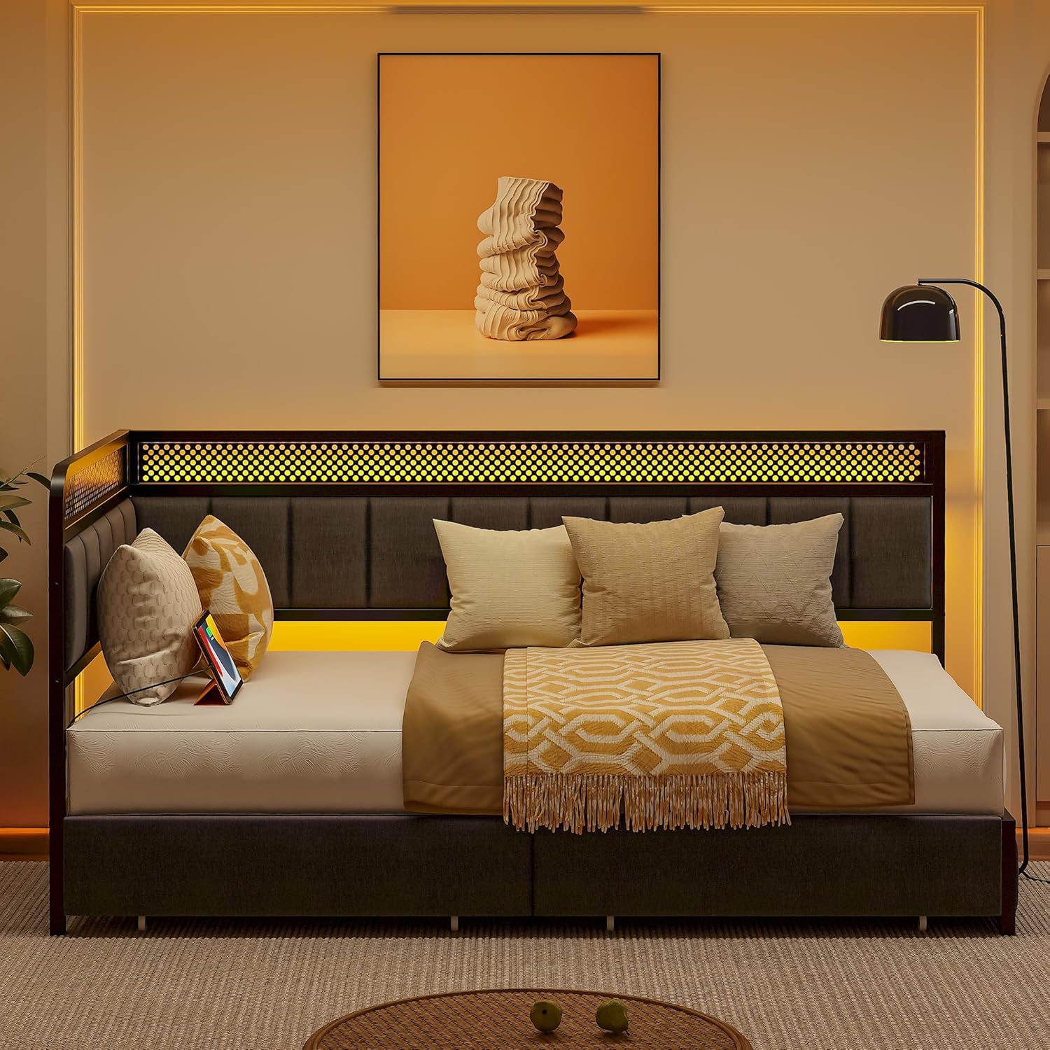 LIKIMIO Leather Corner Bed