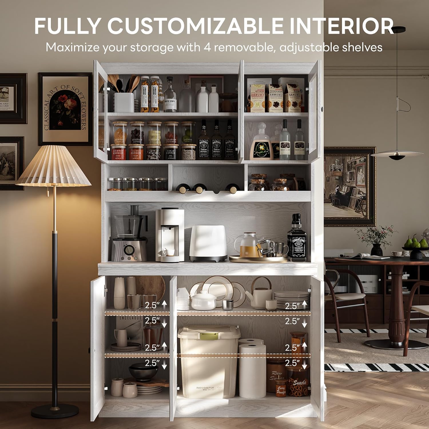 LIKIMIO Modern Glass Door Sideboard（74.8”）