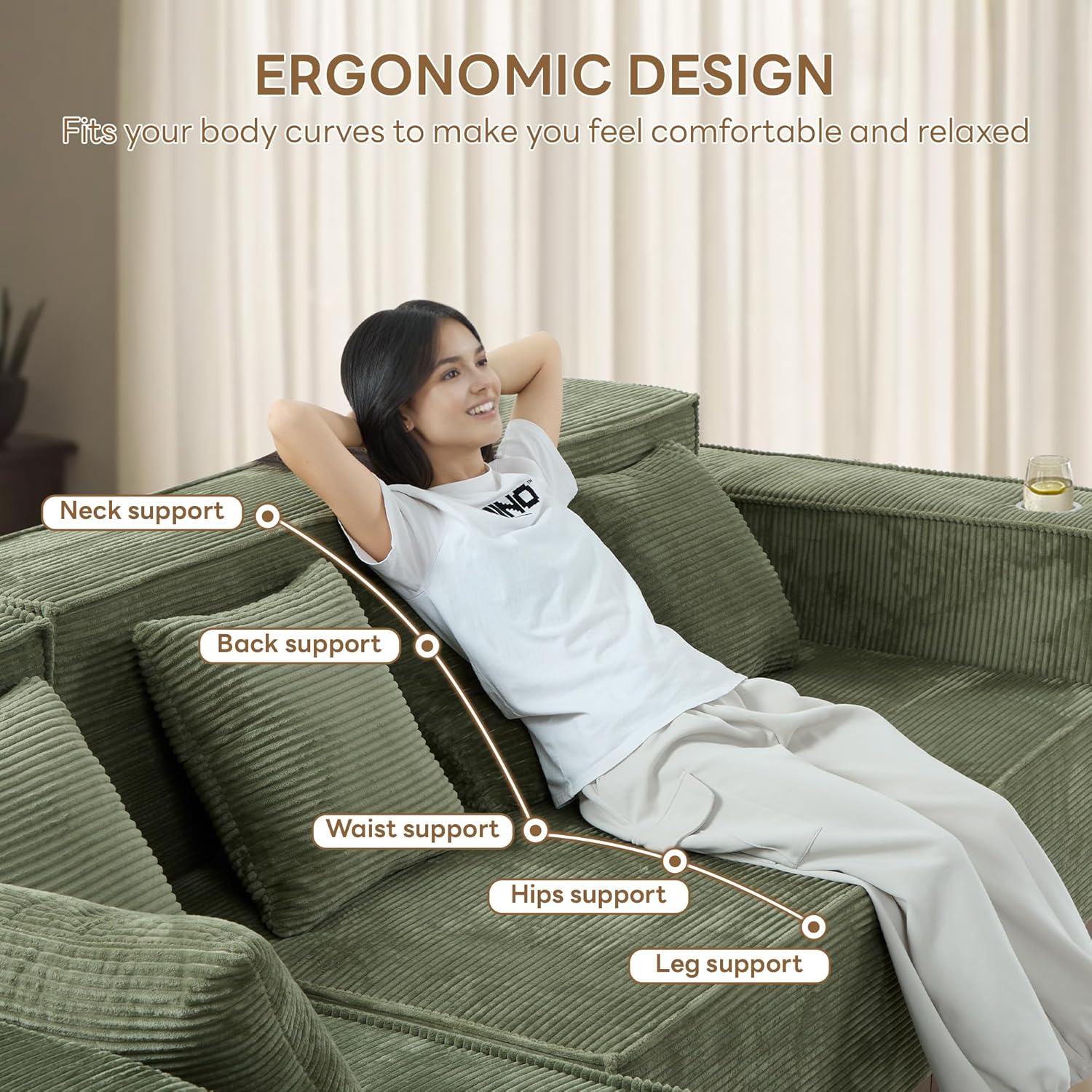 LIKIMIO L-Shaped Cloud Boneless Sofa（110“）