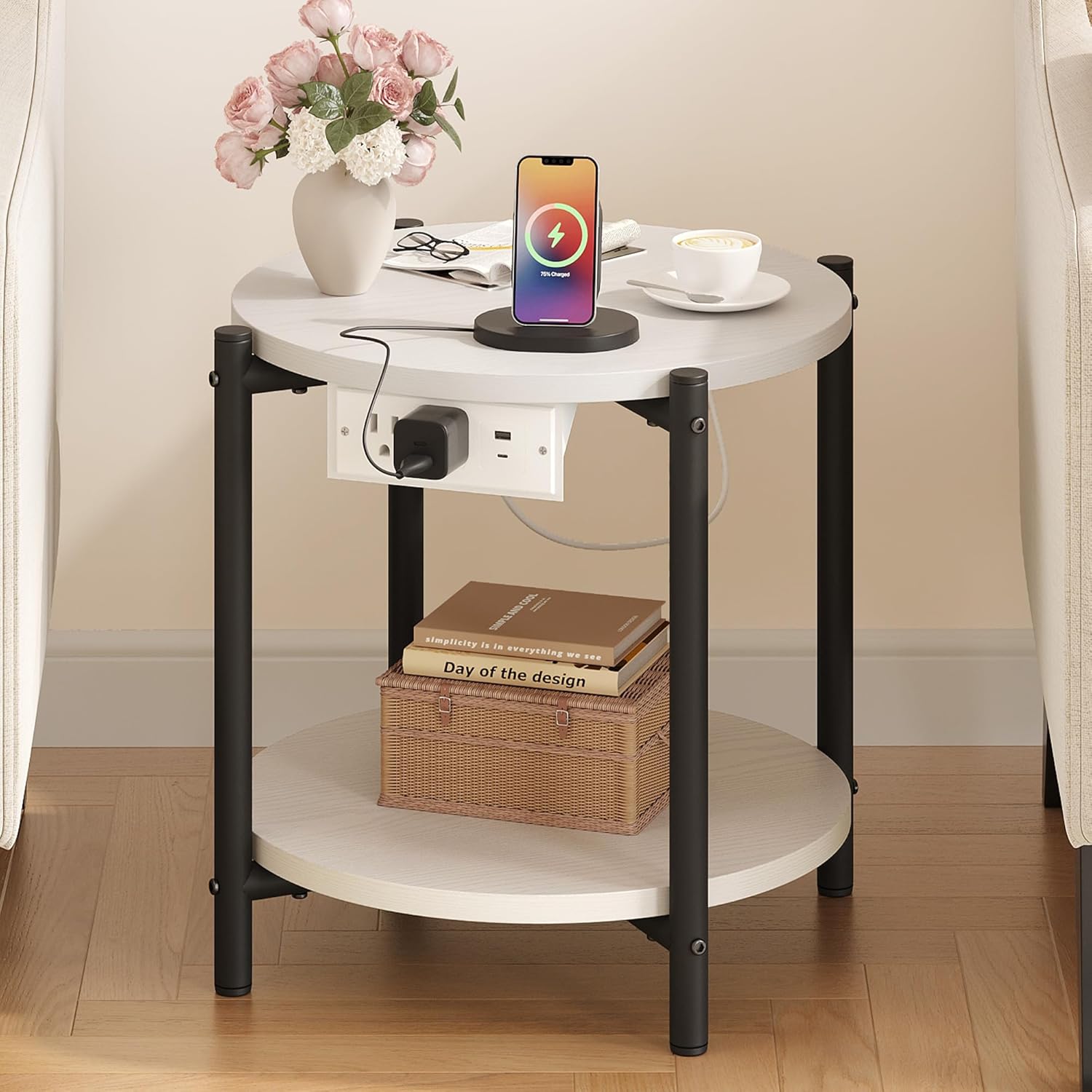LIKIMIO 2-Tier Round End Table