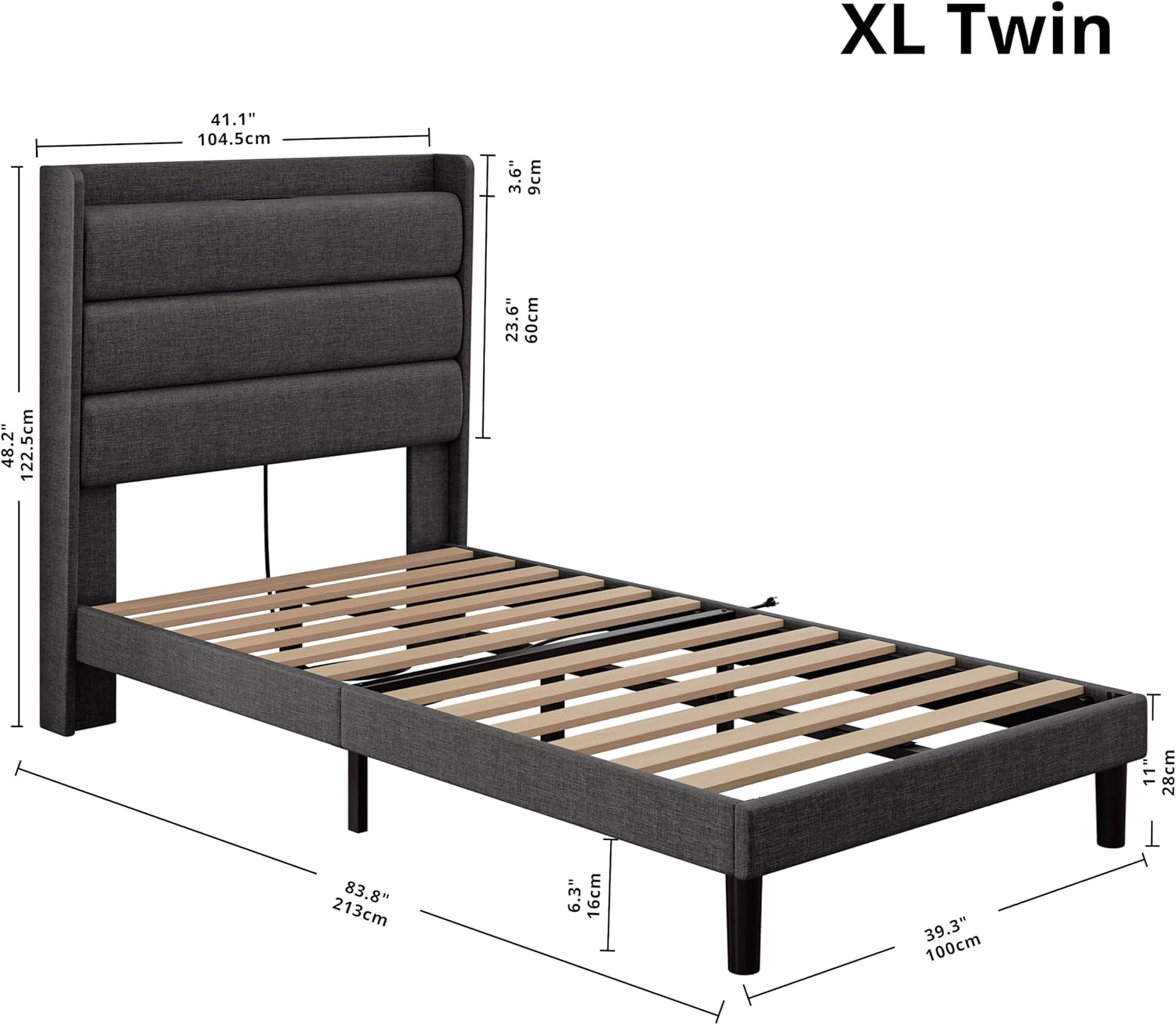LIKIMIO Double Bed Frame（Storage & Socket Headboard）