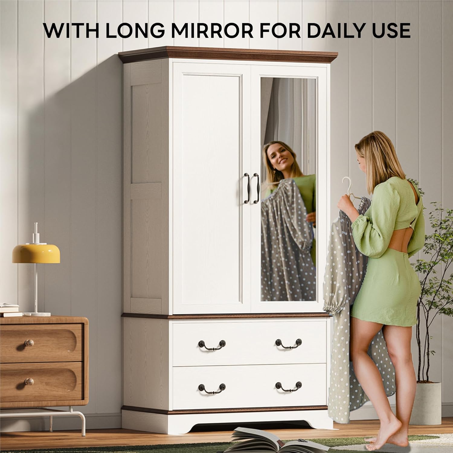 LIKIMIO 70.1“ Armoire Hangjing Rod Closet