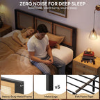 LIKIMIO Queen Bed Frame with Headboard, Wood Camas Queen with Strong Metal Slats Support
