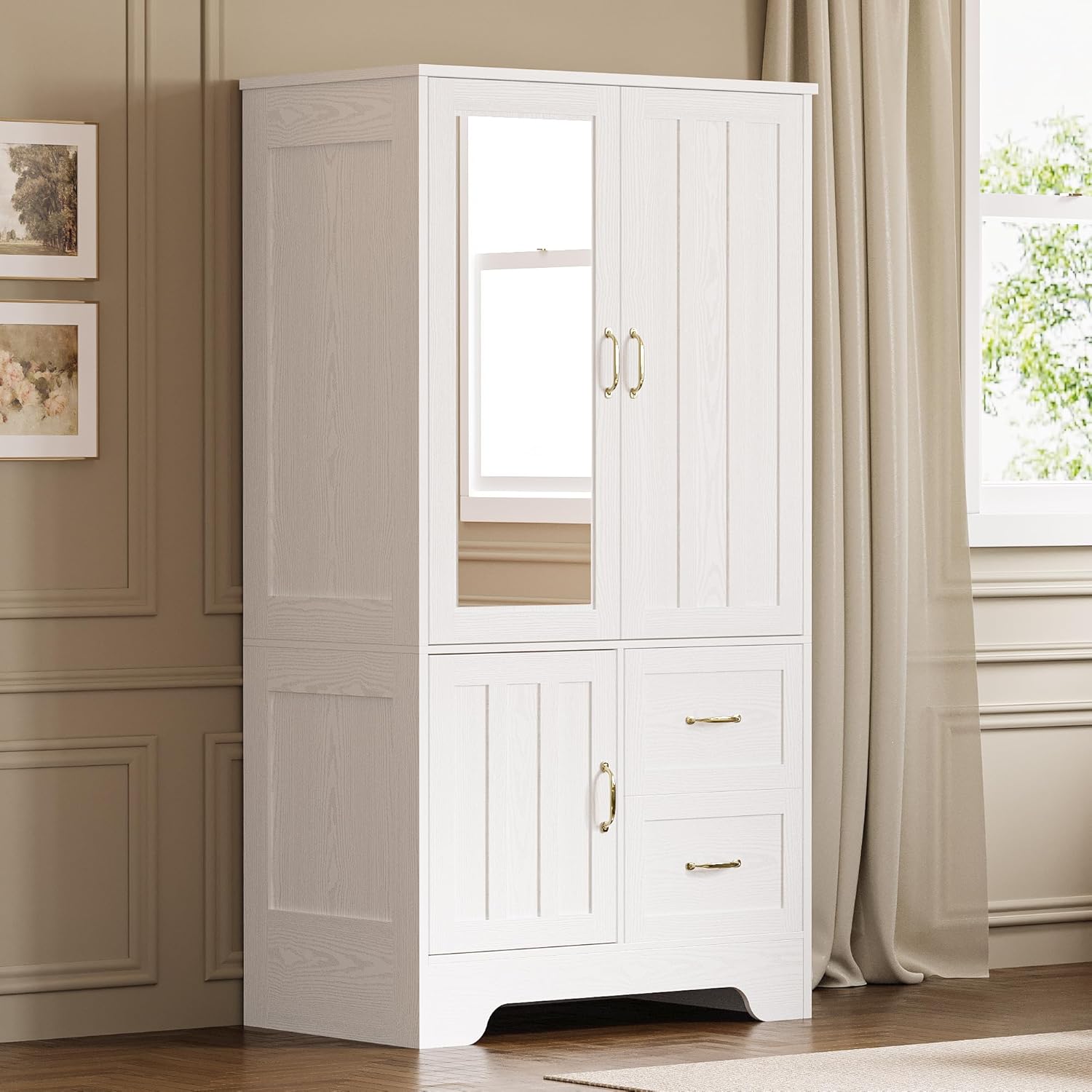 LIKIMIO Half-length Mirror MDF Wooden Closet（68”）