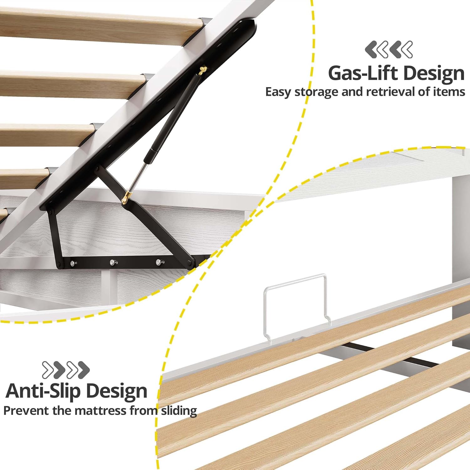 LIKIMIO Liftable Storage Solid Wood Bed Frame