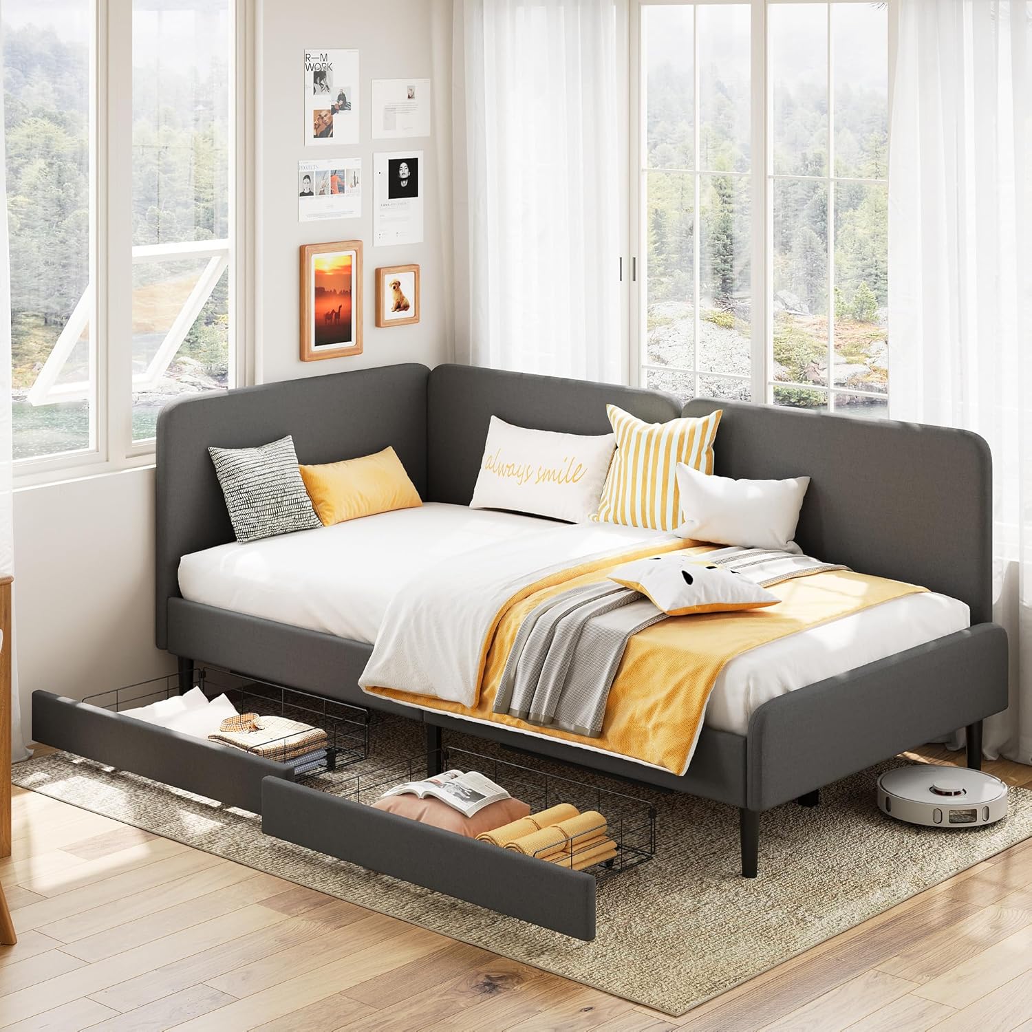 LIKIMIO Adjustable Bed Rails Corner Bed 