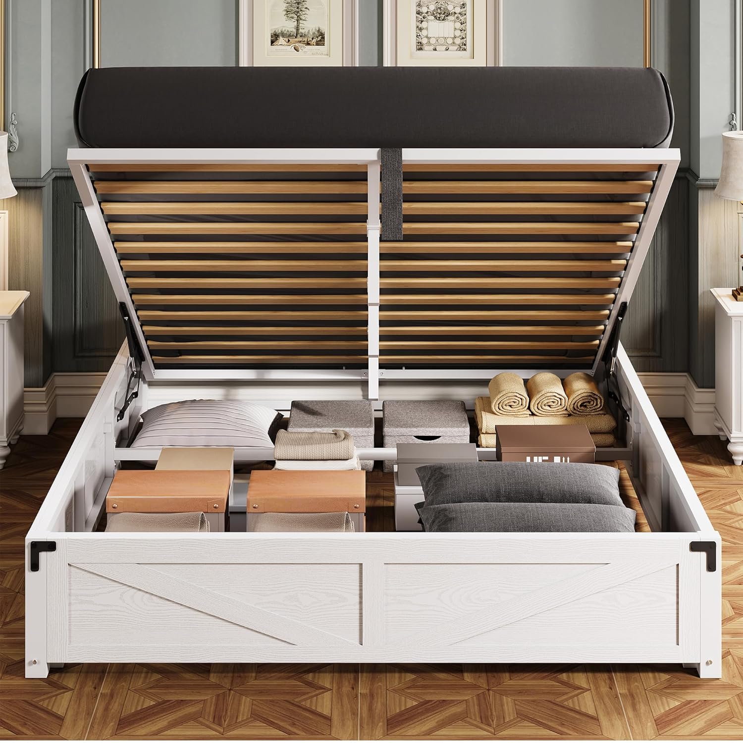 LIKIMIO Wooden Slatted Platform Bed Frame