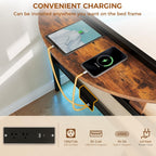 LIKIMIO Daybed with Trundle,  LED Lights and Charging Station, Black