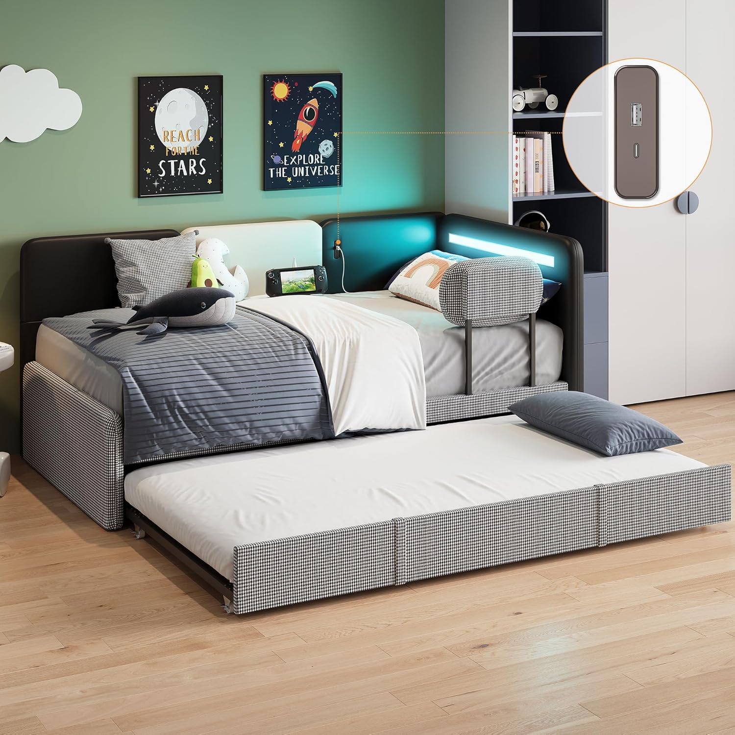 LIKIMIO Leather Corner Bed