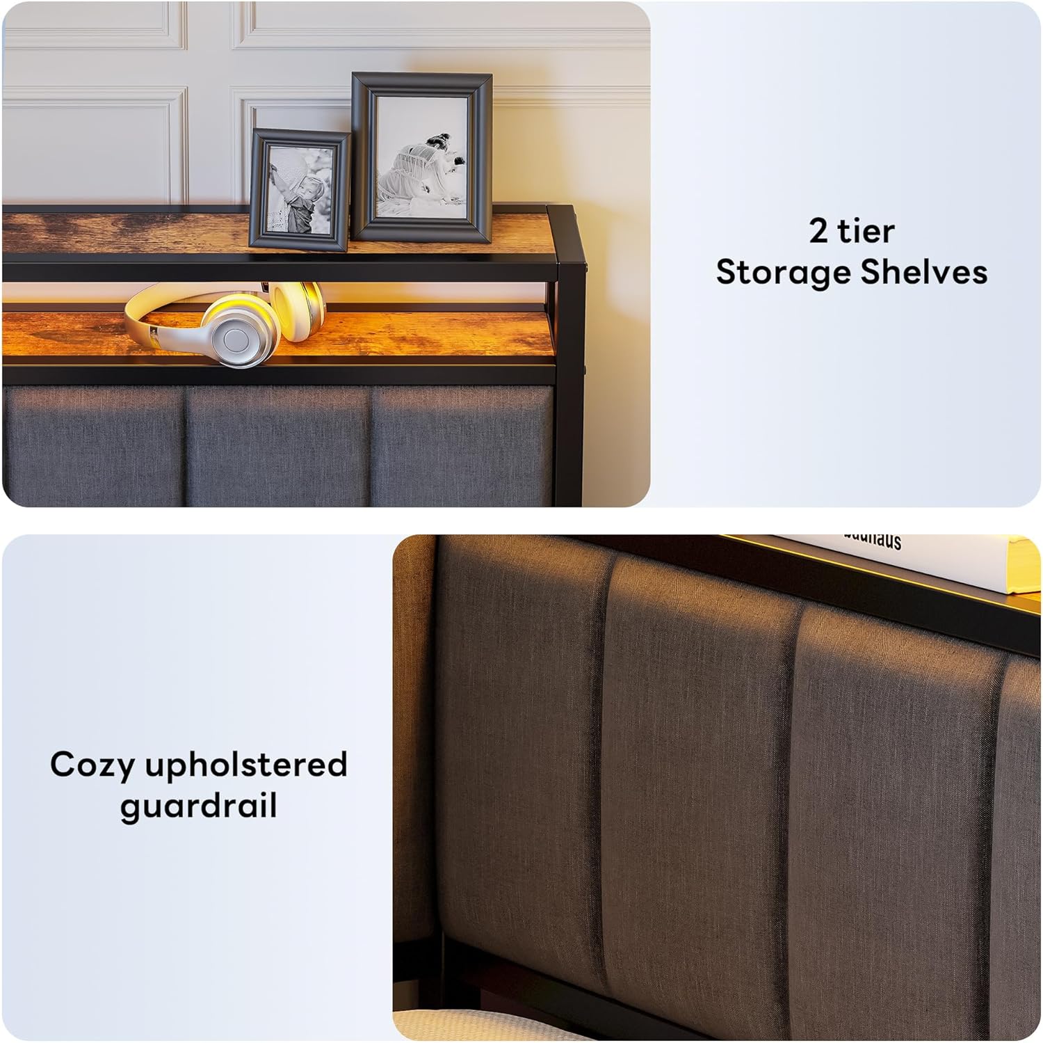 LIKIMIO Upholstered Storage Corner Bed