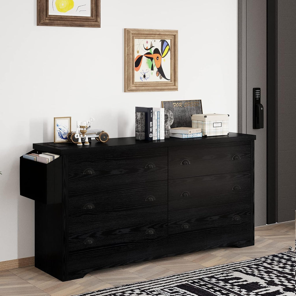 LIKIMIO 6-Drawer Charging Station MDF Board Dresser (47.2")