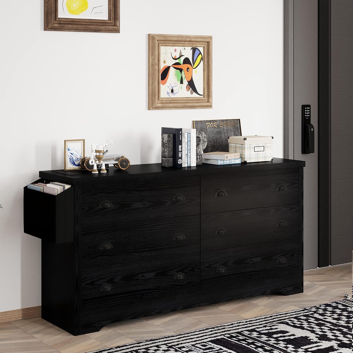 LIKIMIO 6-Drawer Charging Station MDF Board Dresser (47.2")