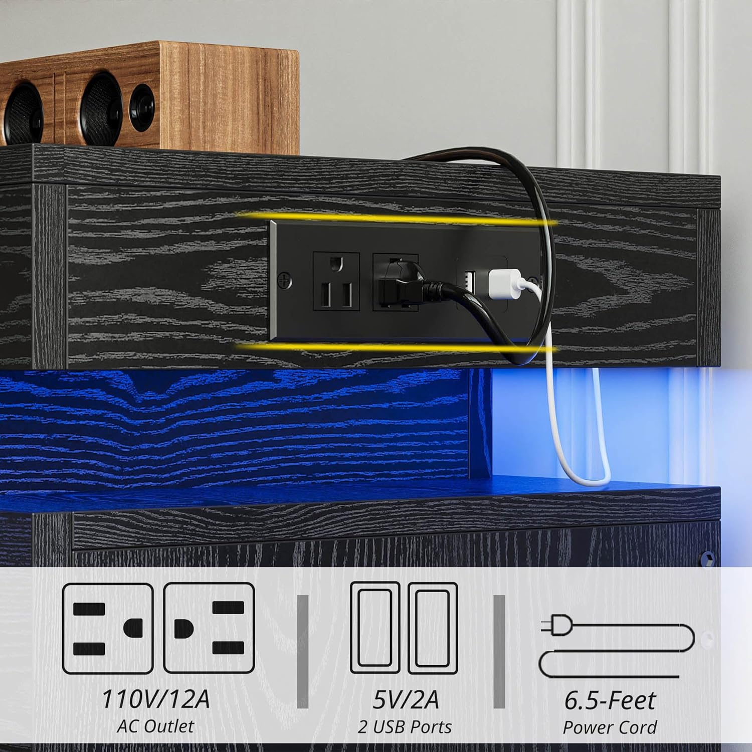 LIKIMIO Wooden LED 6-Drawers Dresser (59")