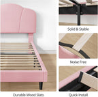 LIKIMIO Upholstered Twin Beds with Lamb Velvet 800LBS Sturdy, Pink