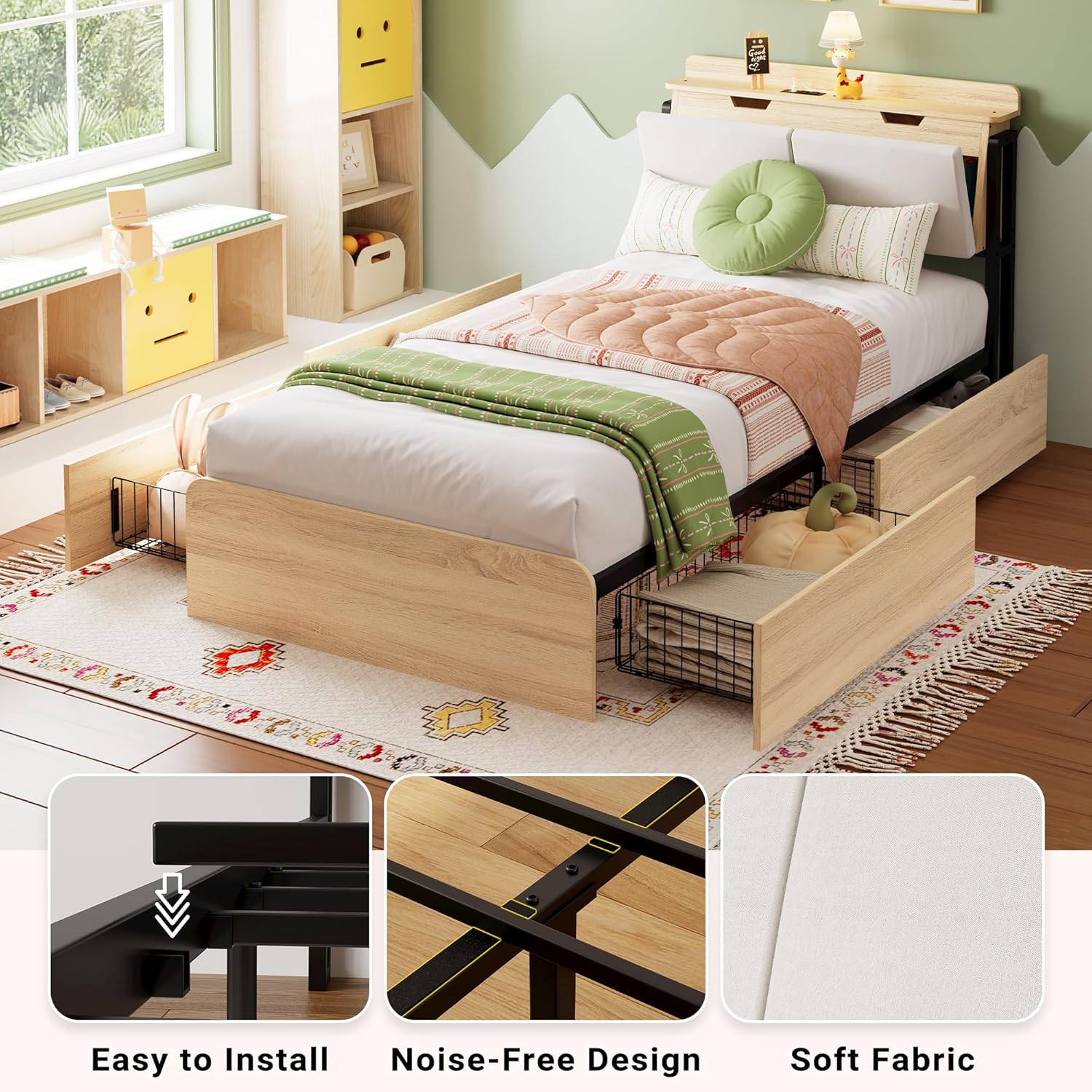 LIKIMIO Camas Hidden Storage Bed Frame
