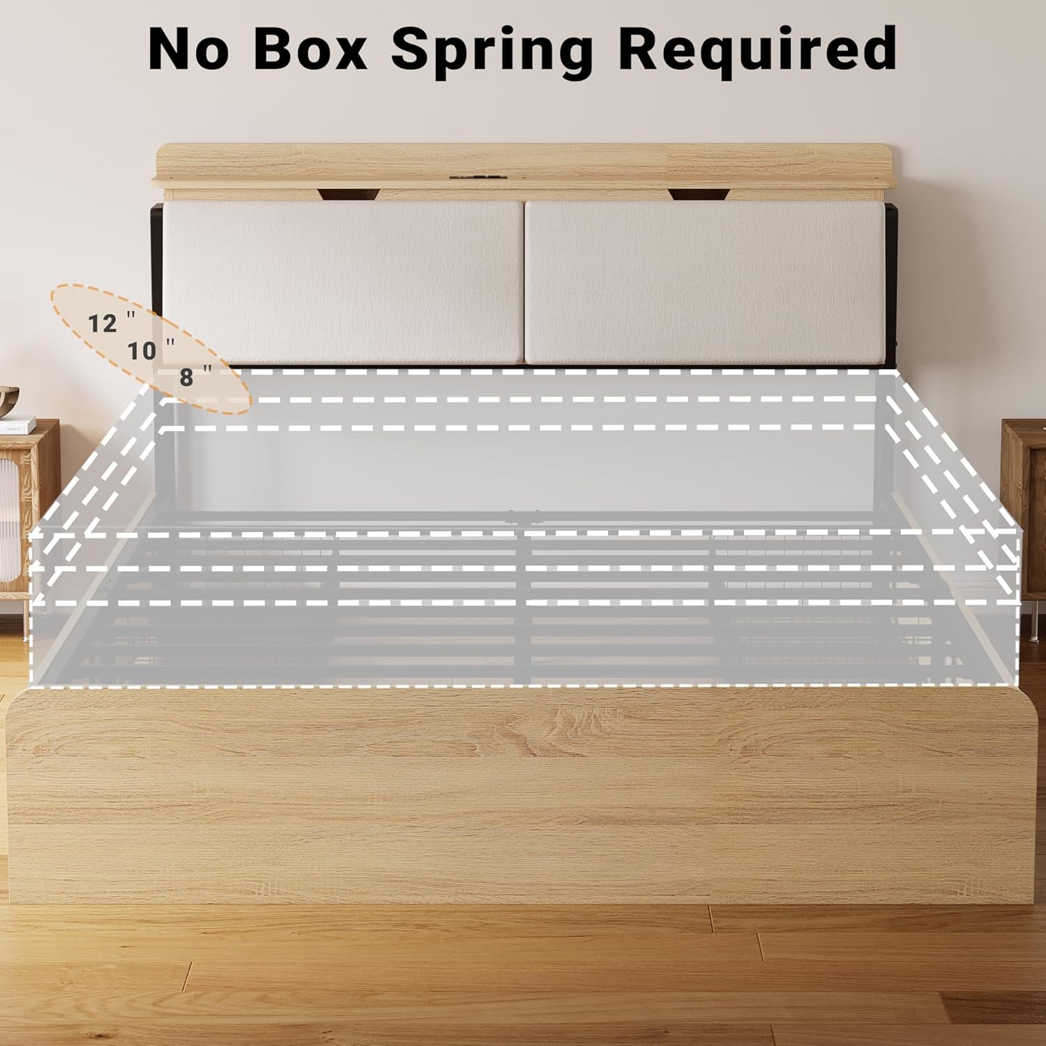 LIKIMIO Camas Hidden Storage Bed Frame