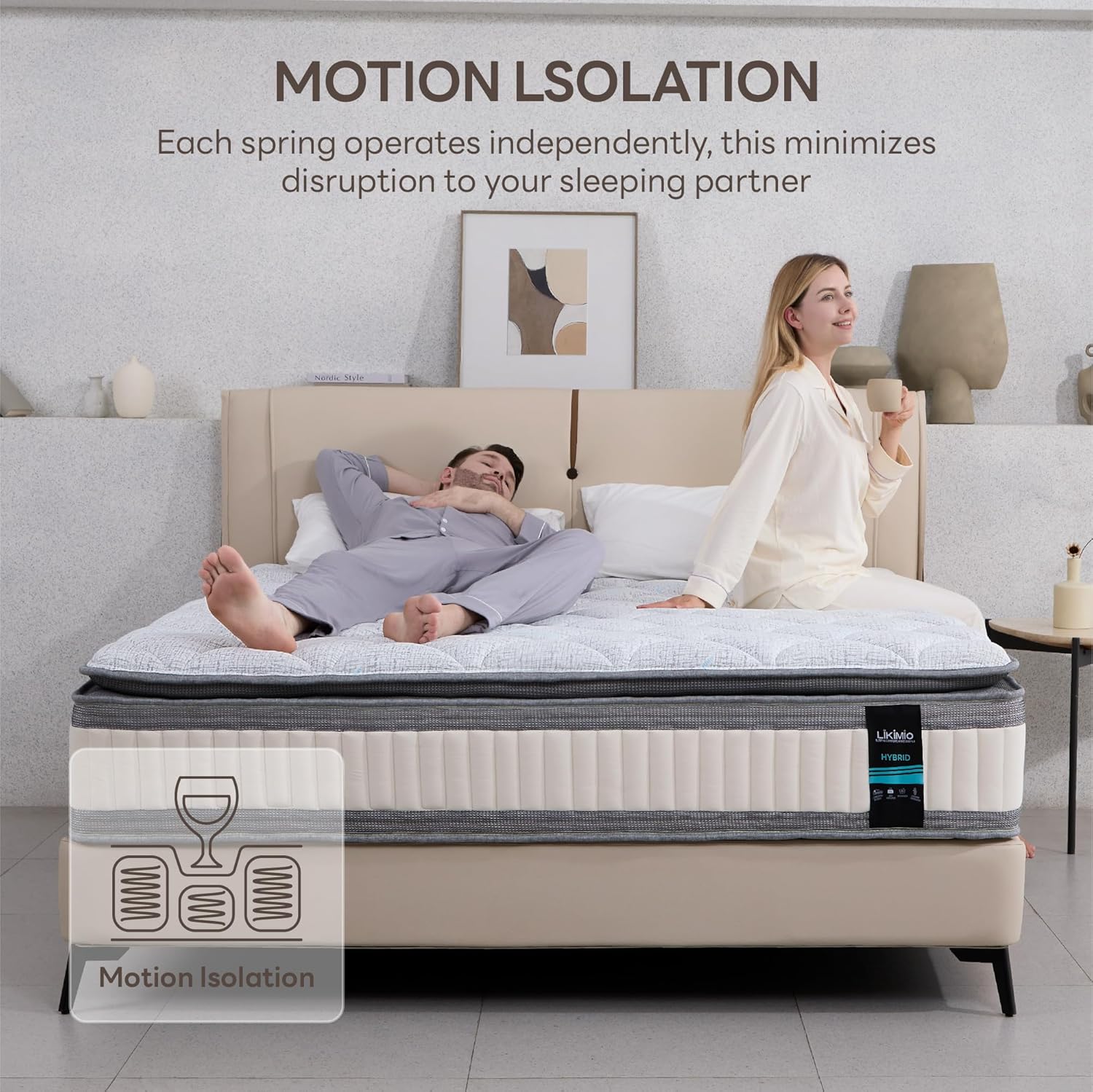 LIKIMIO Tiger Mouth Three-Sided Spring Mattress（CertiPUR-US Certified & SG Made）