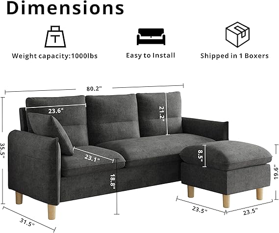 LIKIMIO 80" L-Shaped Sofa