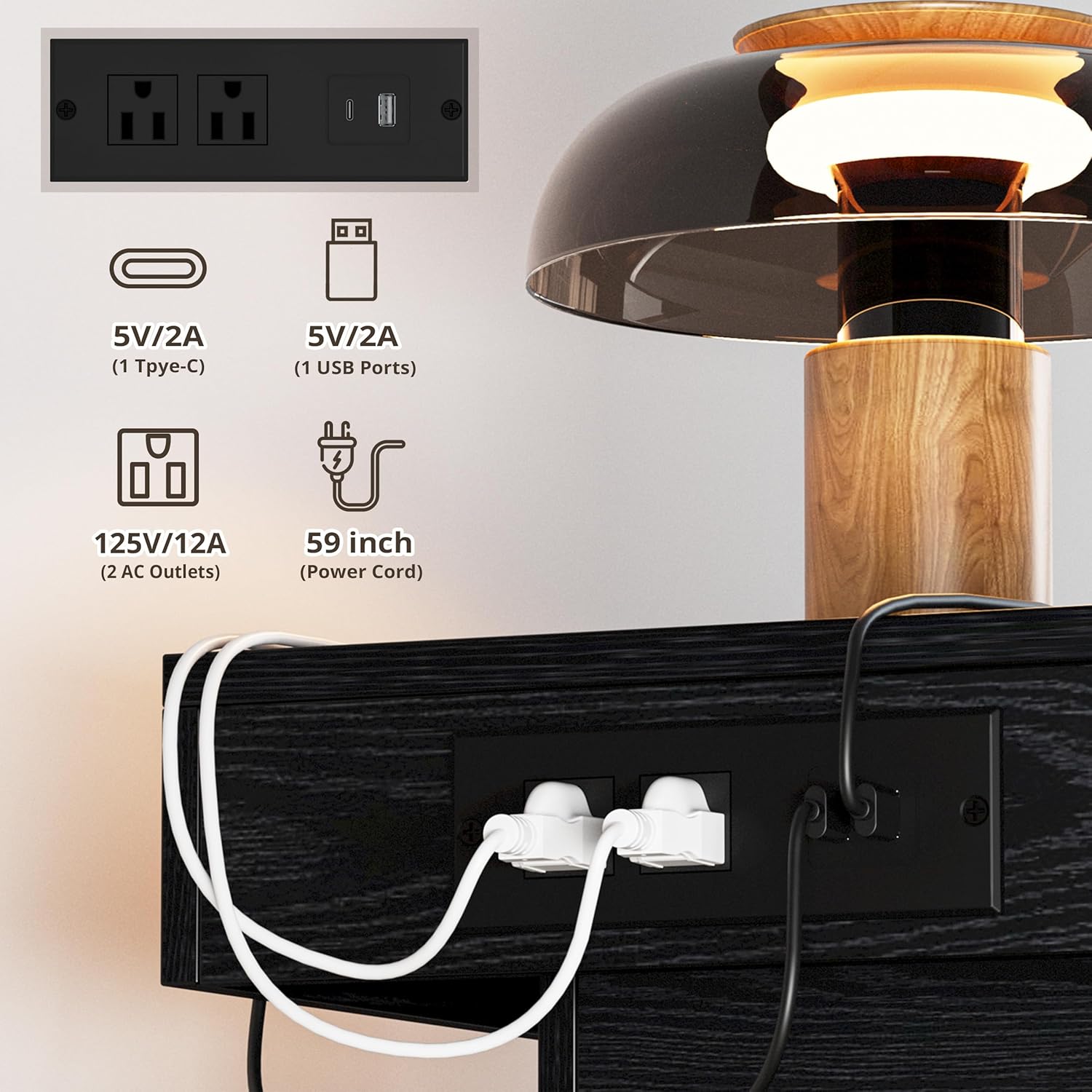 LIKIMIO LED Socket Nightstand