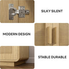 LIKIMIO Rattan Storage Cabinet with with 2 Doors and Adjustable Shelves for Kitchen, Natural
