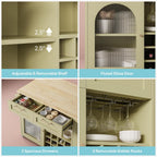 LIKIMIO Kitchen Island on Wheels with Power Outlet & Drop Leaf, Green