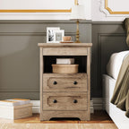 LIKIMIO Wooden Pull Out Tray Nightstand