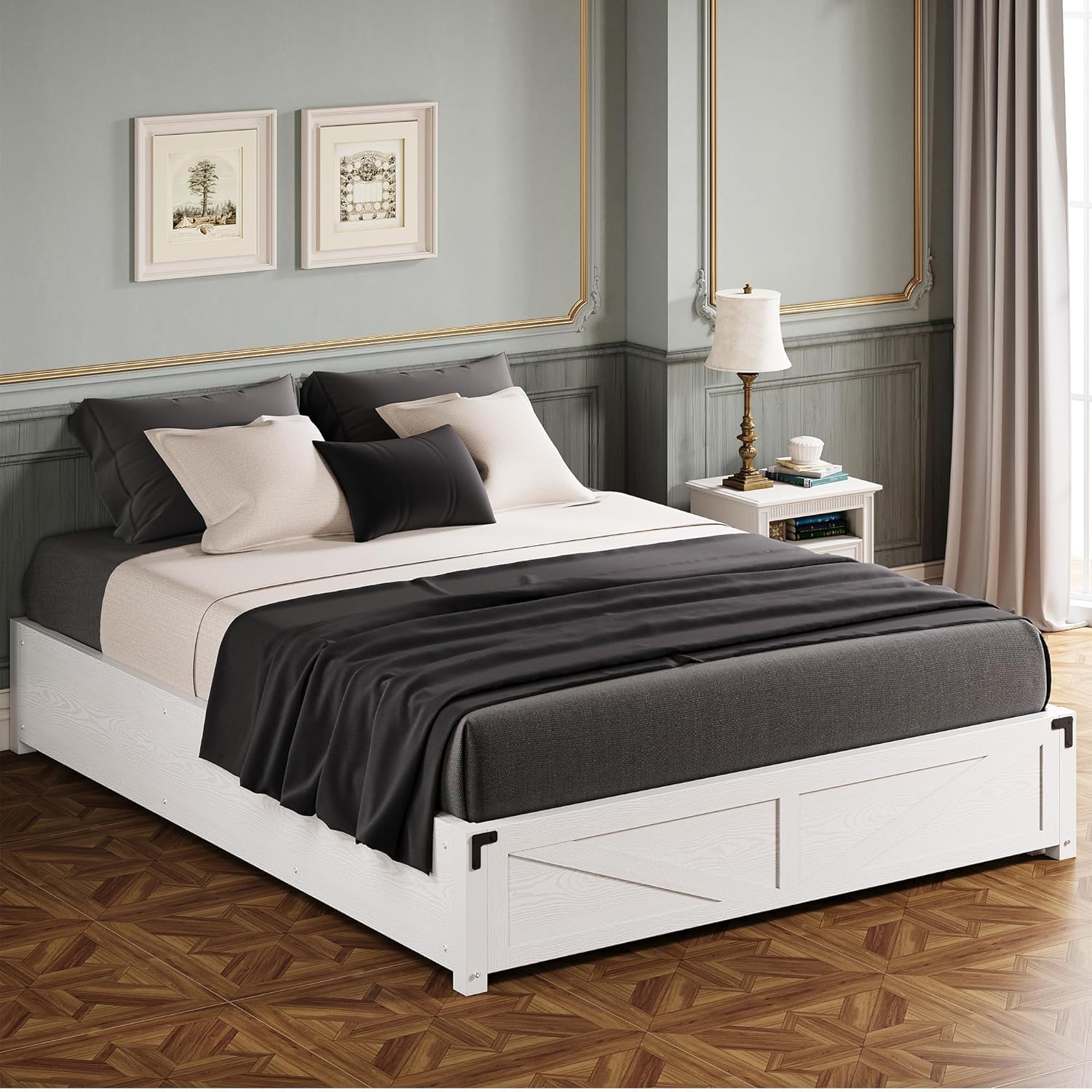 LIKIMIO Wooden Slatted Platform Bed Frame
