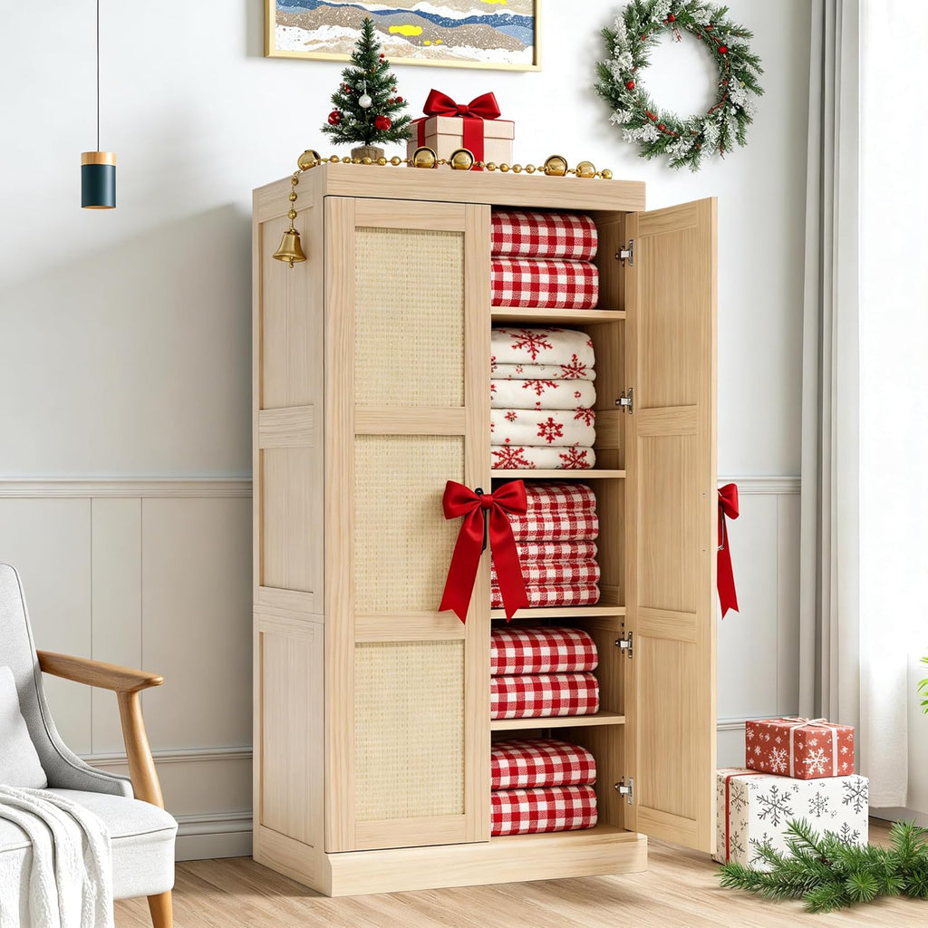 LIKIMIO Rattan Cabinet Door Wardrobe（65“）