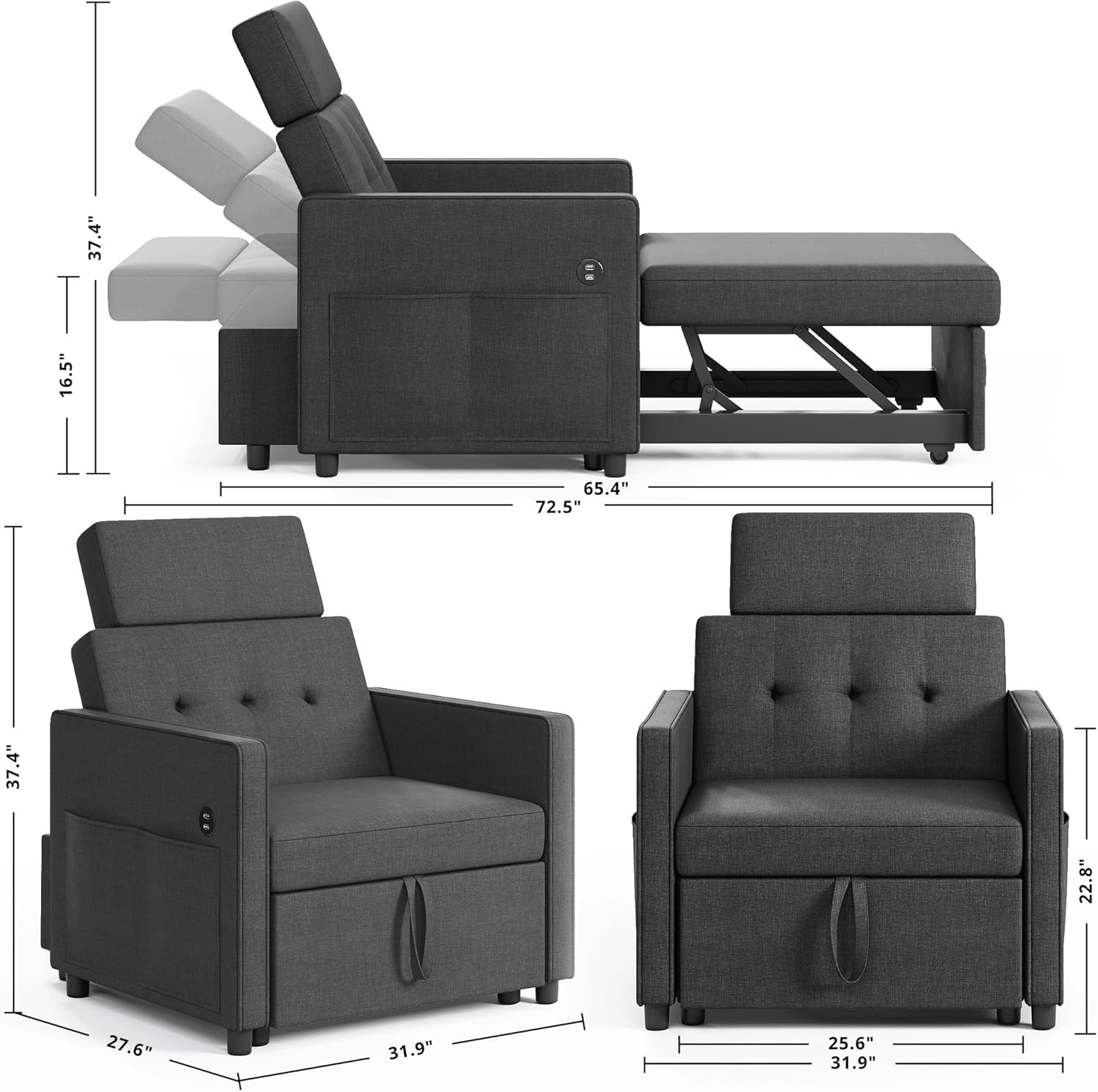 LIKIMIO 3-in-1 Sleeper Sofa Bed