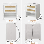 LIKIMIO Rattan Charging Nightstand