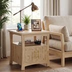 LIKIMIO 23.6" Wood Nightstand with Charging Station, Oak