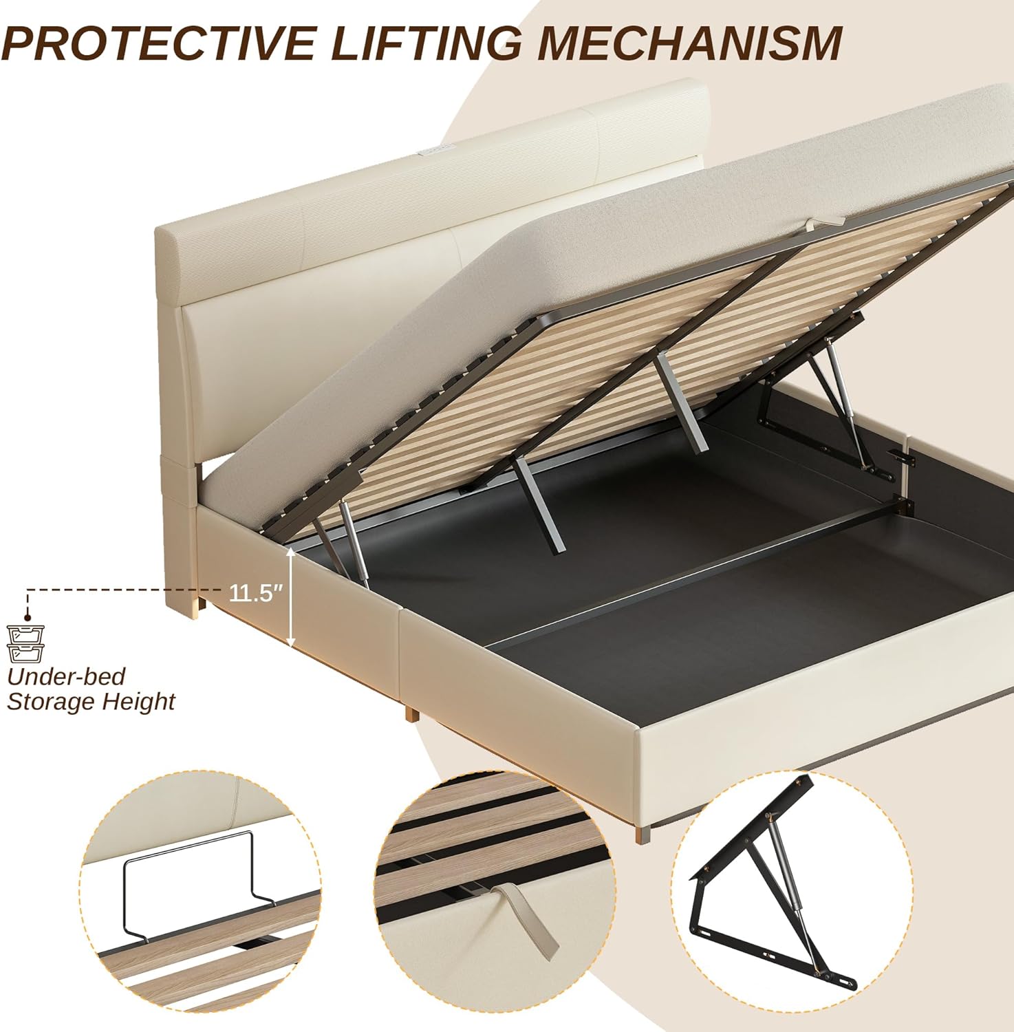 LIKIMIO Liftable Storage Bed Frame