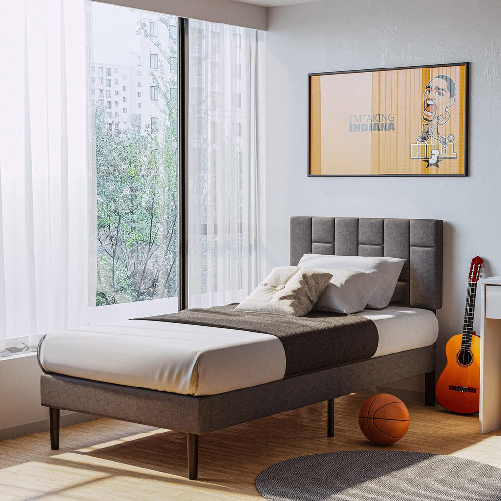 Twin Size Upholstered Platform Bed Frame