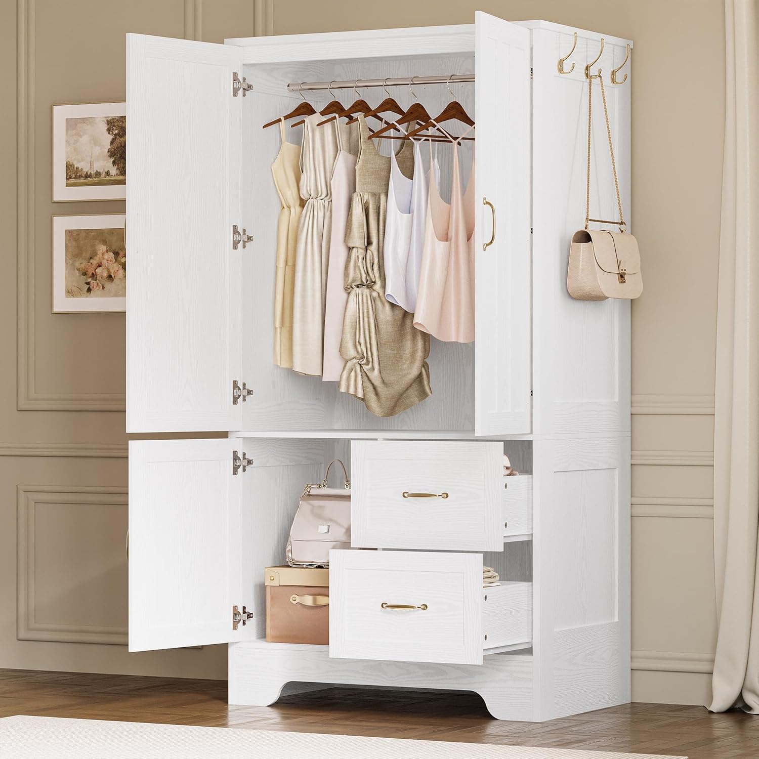 LIKIMIO Half-length Mirror MDF Wooden Closet（68”）