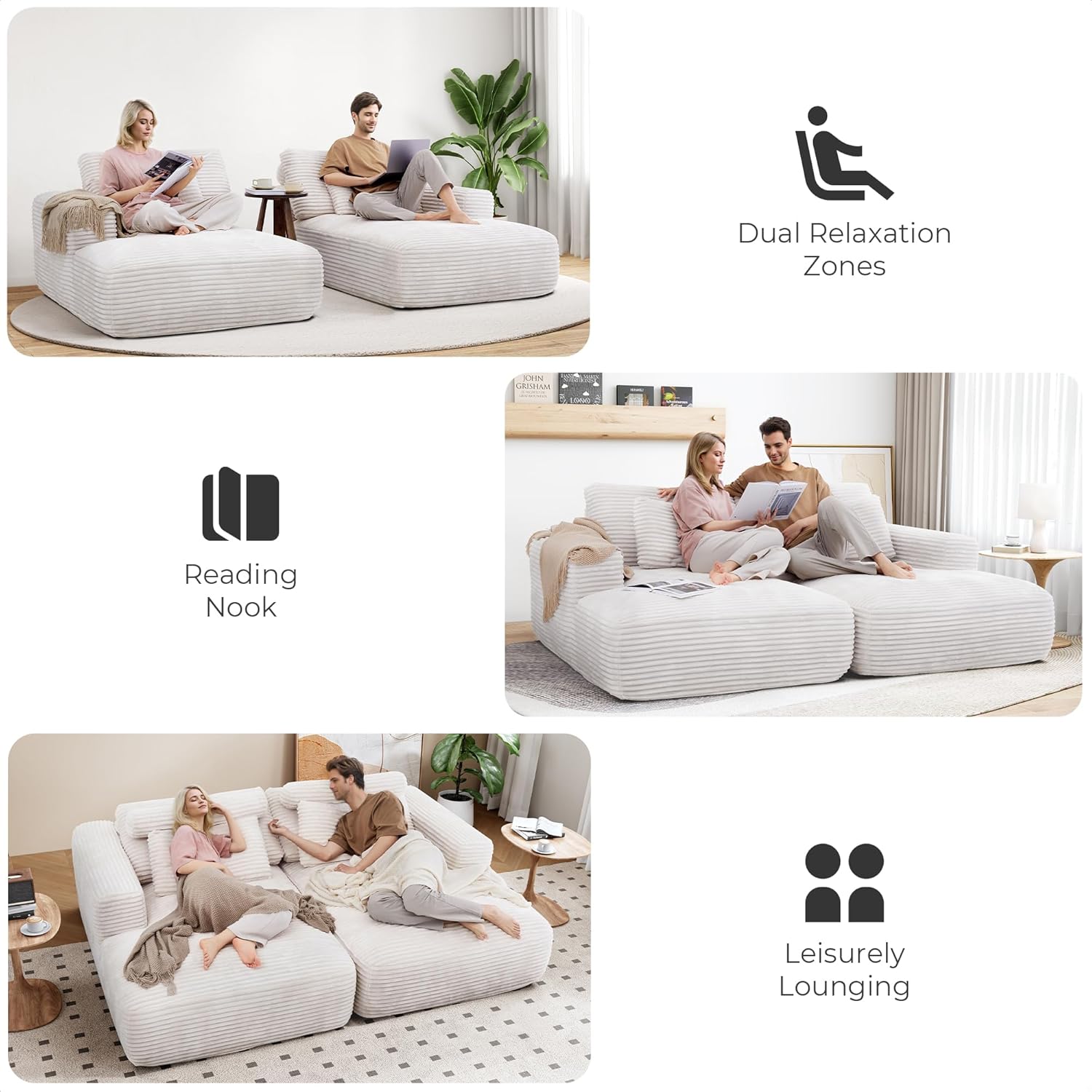 LIKIMIO 93”  Cloud Corduroy Sofa Bed