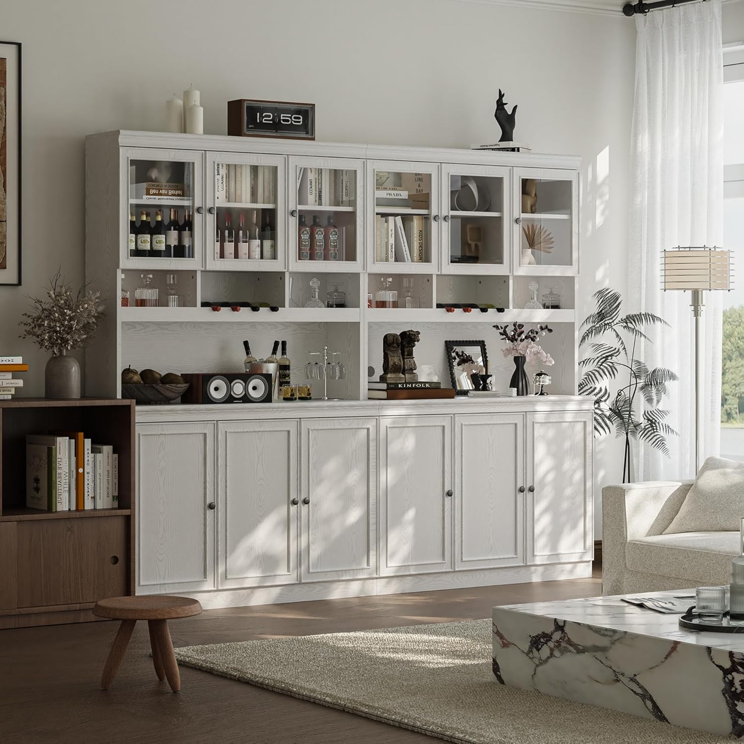 LIKIMIO Modern Glass Door Sideboard（74.8”）