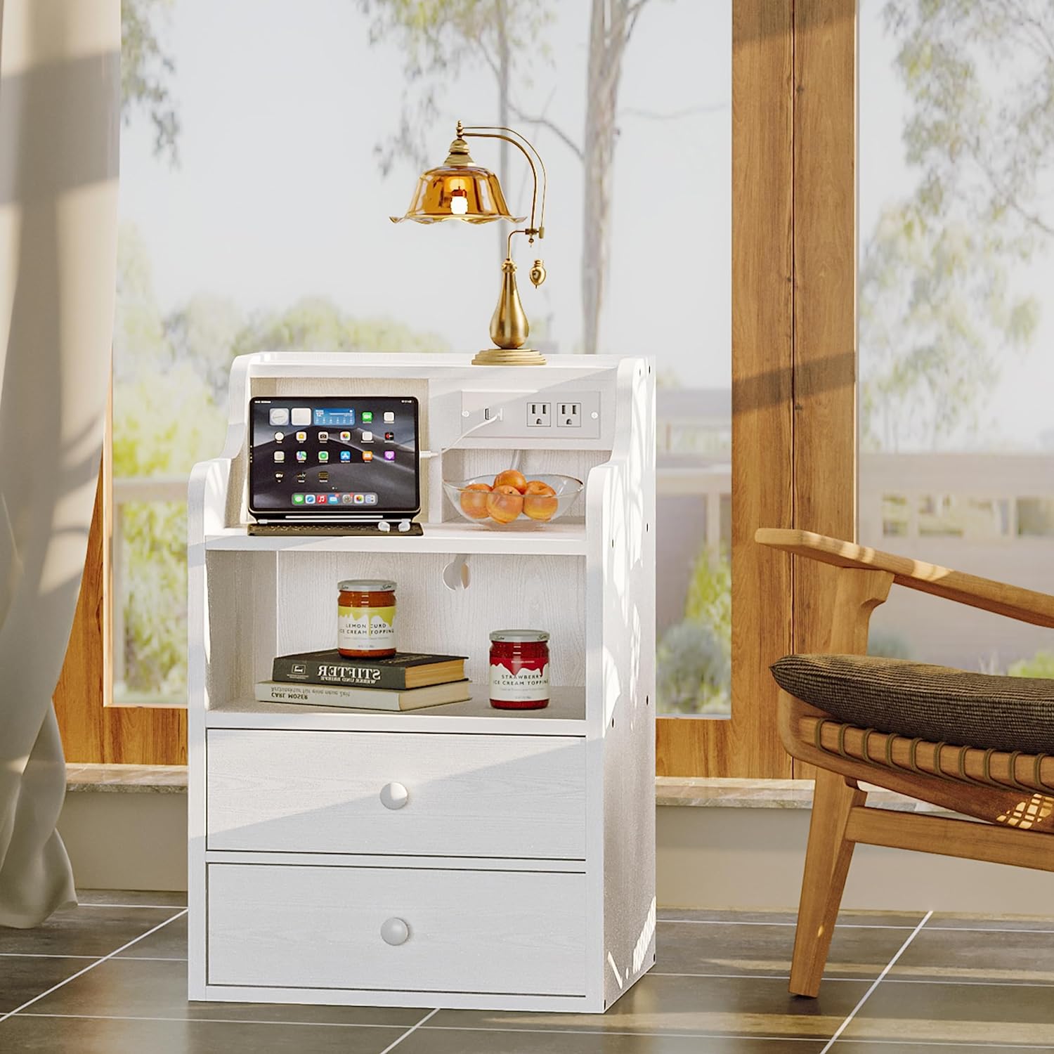 LIKIMIO Charging Station & Partition End Table